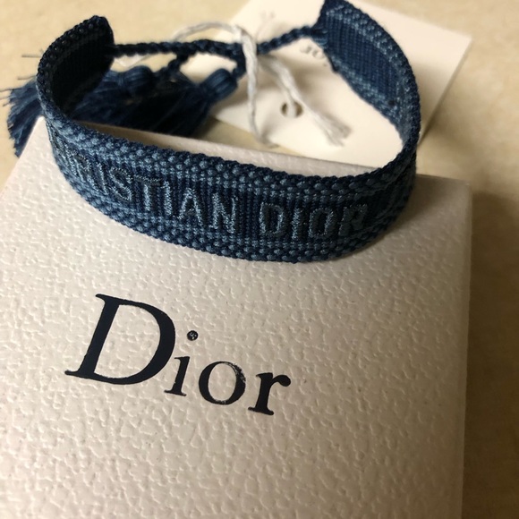 Christian Dior Friendship Bracelet Navy Blue Women Woven Bracelet Embroidered - Picture 8 of 8